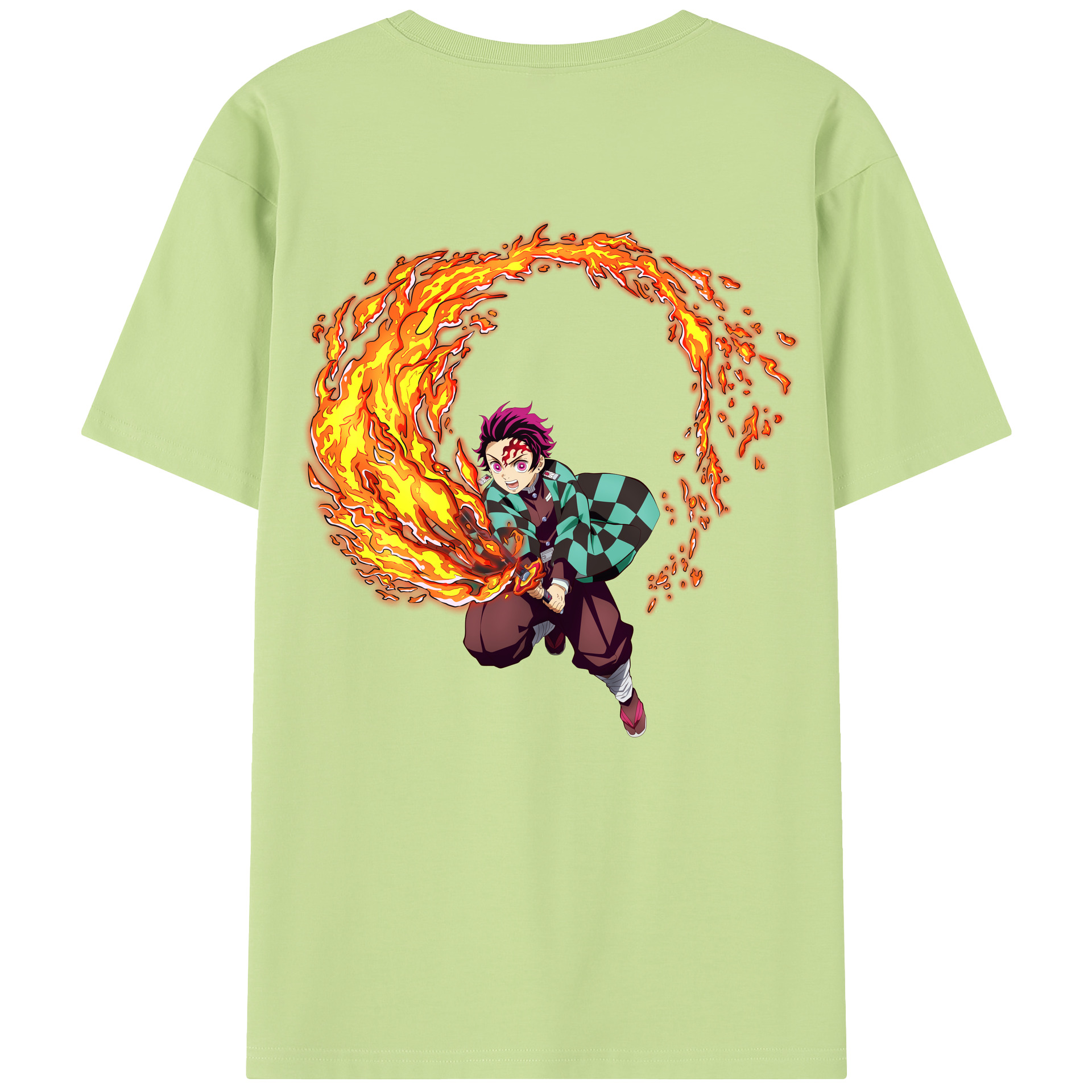 （画像用） 鬼滅の刃 竈門 炭治郎／かまど たんじろう Kamado Tanjirou 綿100％半袖Tシャツ（背面プリント）